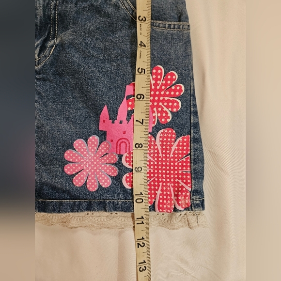 Disney Girls Blue Jean Skirt With Built In Shorts Princess Castle Design Size 6 - Picture 9 of 10